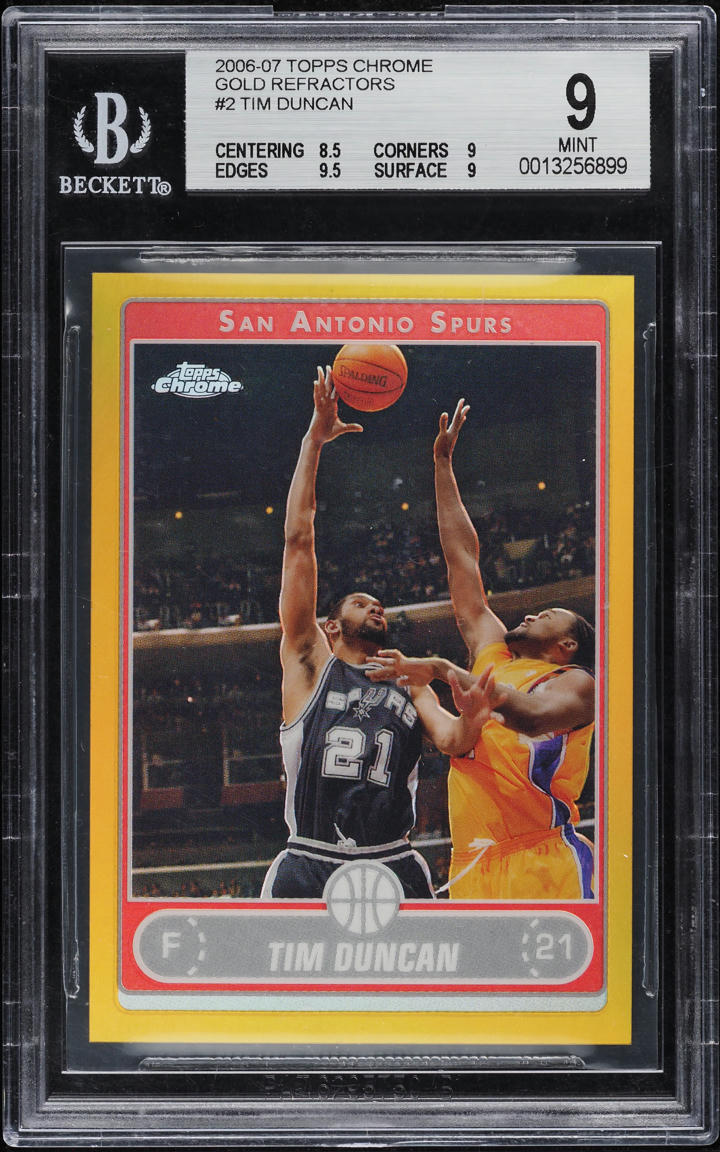 2006 Topps Chrome Refractors Gold Tim Duncan /25 #2 BGS 9 MINT