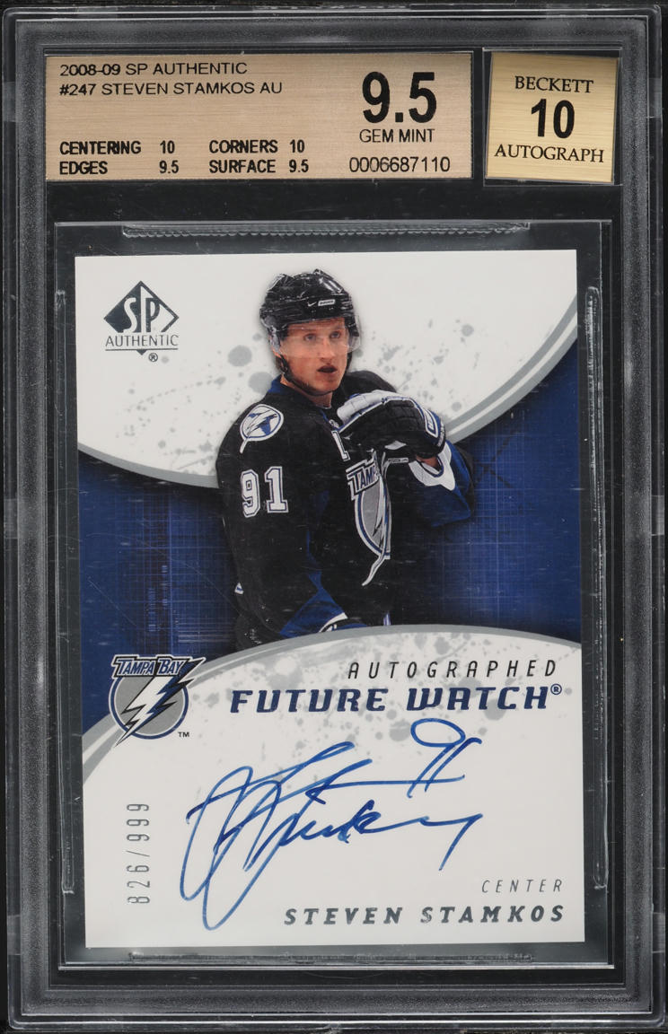 2008 SP Authentic Steven Stamkos ROOKIE AUTO /999 #247 BGS 9.5 GEM MINT