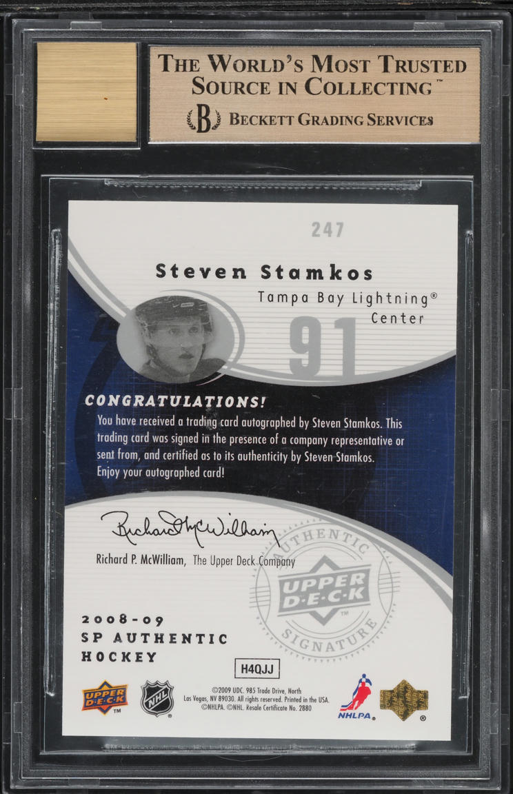 2008 SP Authentic Steven Stamkos ROOKIE AUTO /999 #247 BGS 9.5 GEM MINT