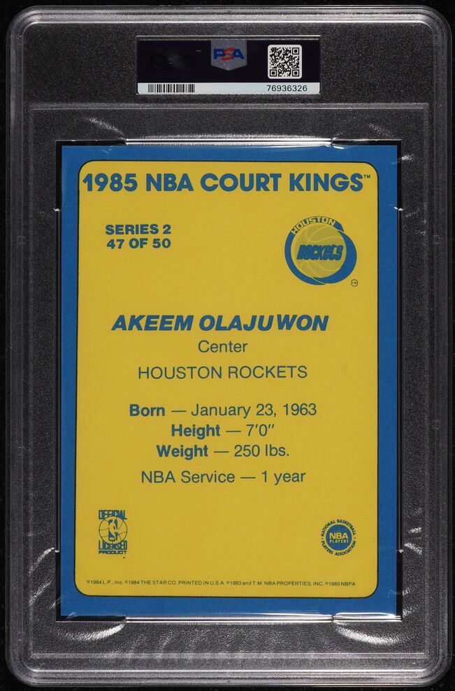 1984 Star Court Kings 5x7 Hakeem Olajuwon ROOKIE #47 PSA 10 GEM