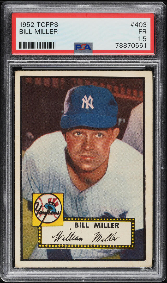 1952 Topps Bill Miller #403 PSA 1.5 FR