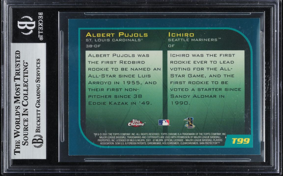 2001 Topps Chrome Traded Ichiro Suzuki & Albert Pujols ROOKIE #T99 BGS 9 MINT