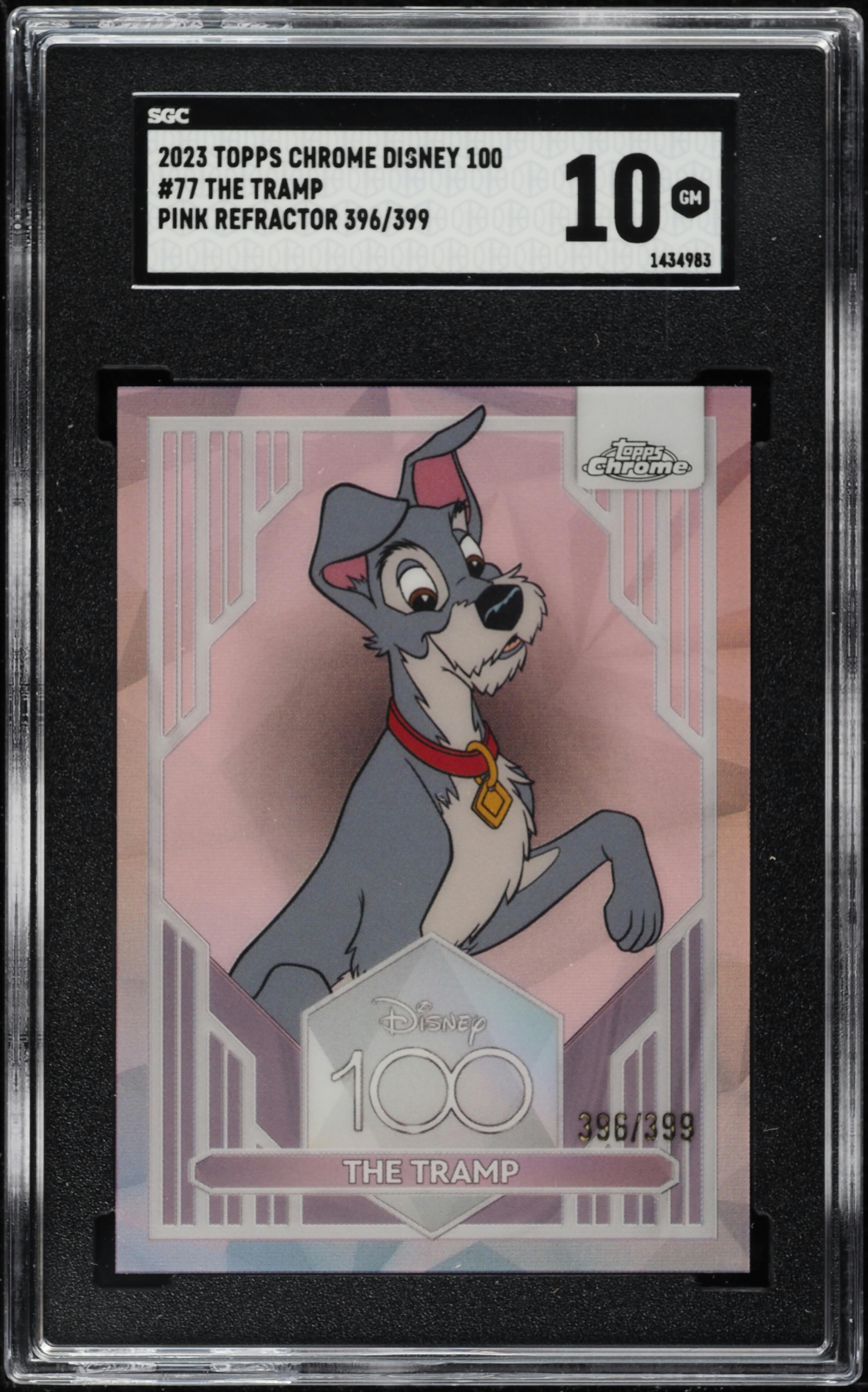 2023 Topps Chrome Disney 100 Pink Refractor The Tramp /399 #77 SGC