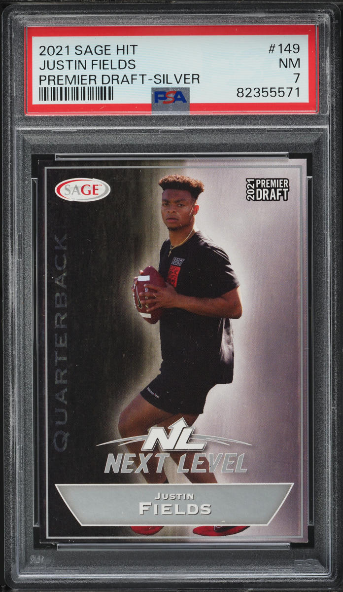 2021 Sage Hit Premier Draft Silver Justin Fields ROOKIE #149 PSA 7 NRMT