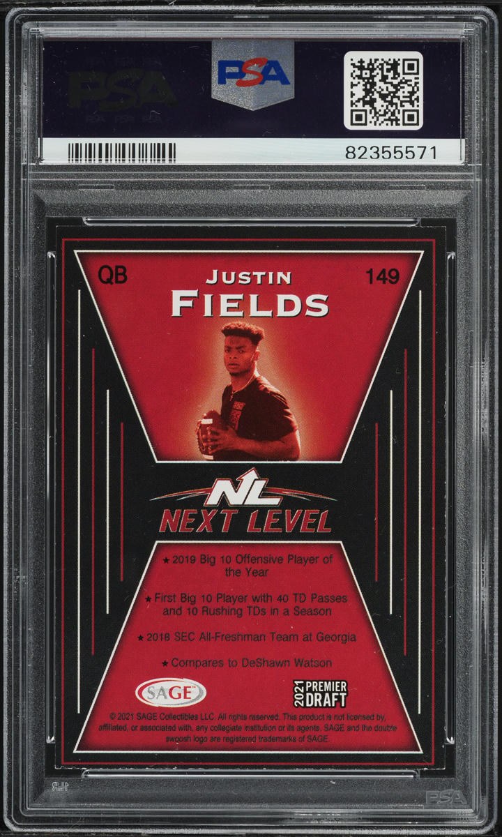 2021 Sage Hit Premier Draft Silver Justin Fields ROOKIE #149 PSA 7 NRMT