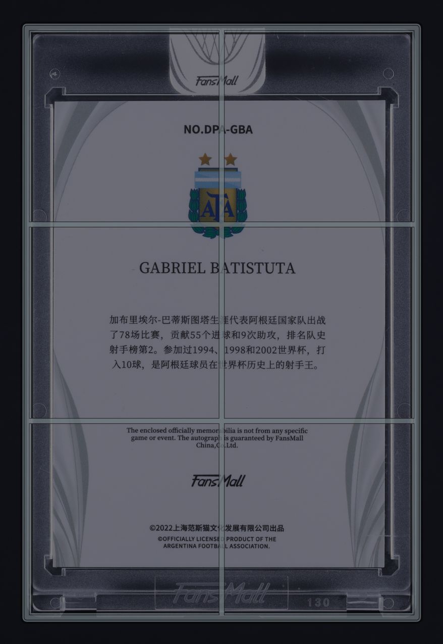 2022 FansMall Light Argentina Purple Gabriel Batistuta PATCH AUTO /36 MBA AUTH