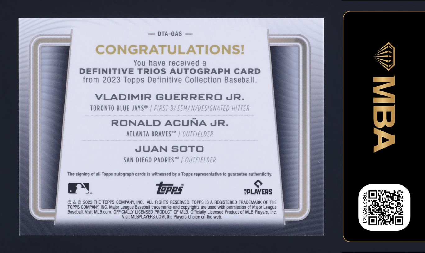 2023 Topps Definitive Guerrero Jr. Juan Soto Ronald Acuna Jr. AUTO 