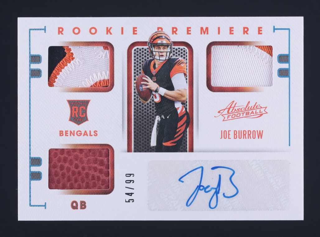 2020 Absolute Spectrum Joe Burrow ROOKIE PATCH AUTO /99 #201 MBA AUTH