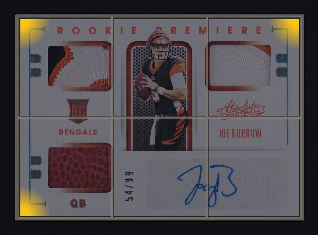 2020 Absolute Spectrum Joe Burrow ROOKIE PATCH AUTO /99 #201 MBA AUTH