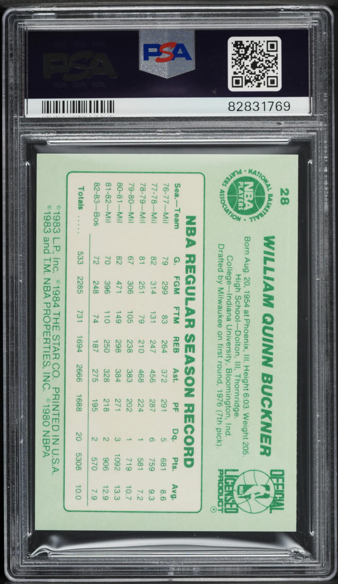 1983-84 Star Basketball Quinn Buckner #28 PSA 9 MINT