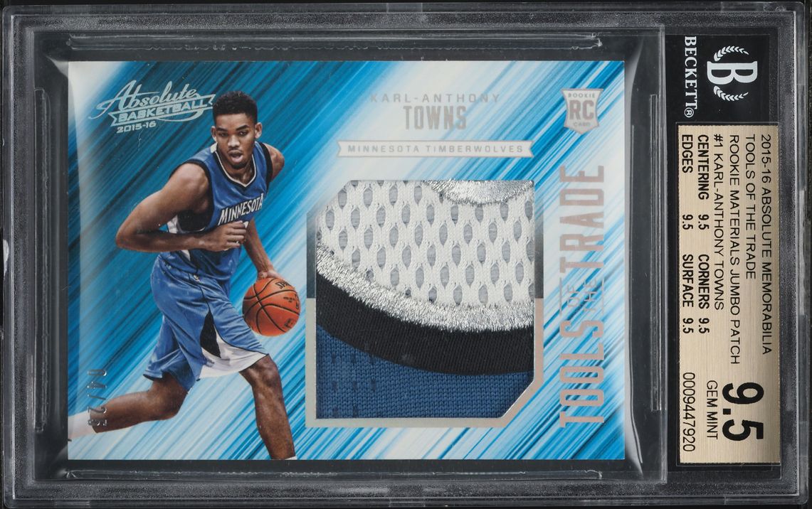 2015 Absolute Memorabilia TOTT Karl-Anthony Towns ROOKIE PATCH /25 #1 BGS 9.5 GEM MINT