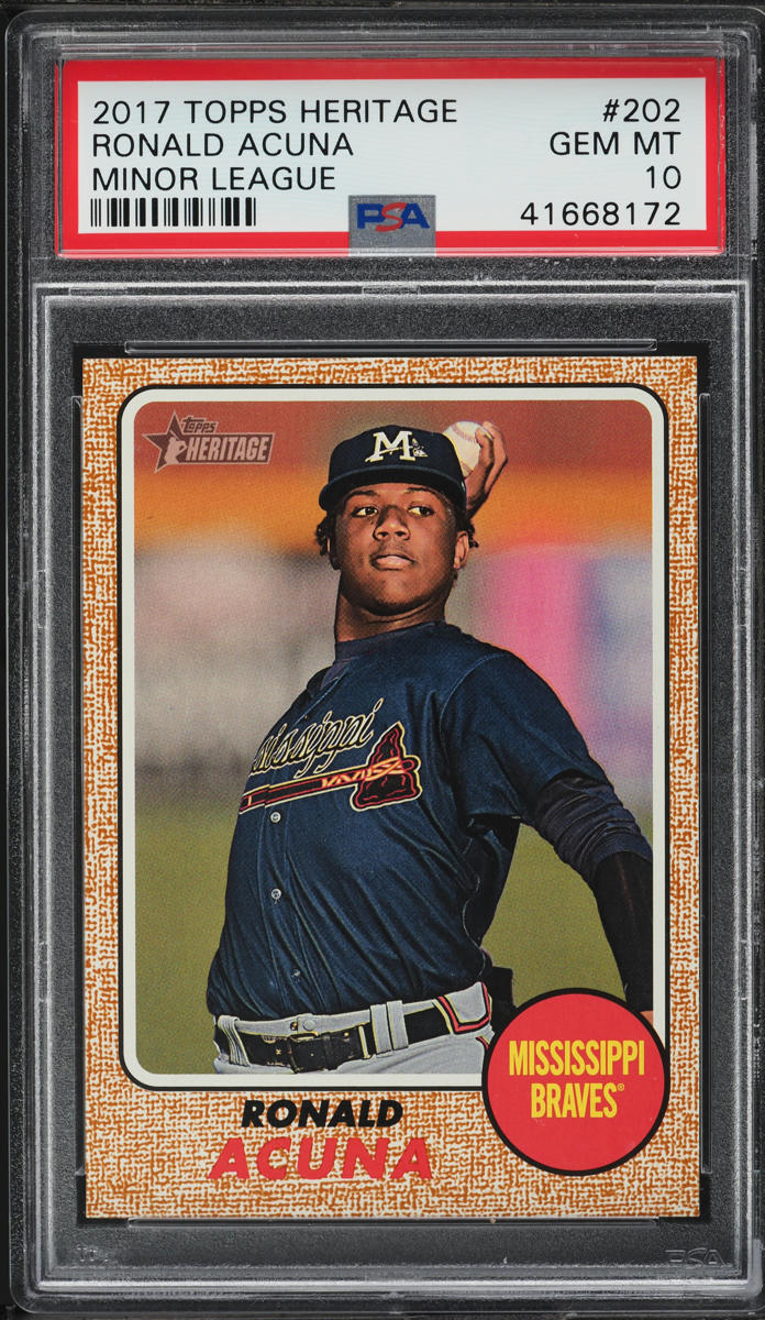 2017 Topps Heritage Minor League Ronald Acuna Jr. ROOKIE #202 PSA