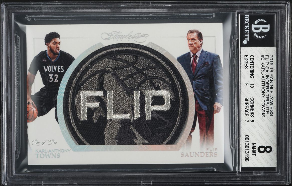 2015 Panini Flawless Flip Saunders Tribute Karl-Anthony Towns ROOKIE 1/1 BGS 8