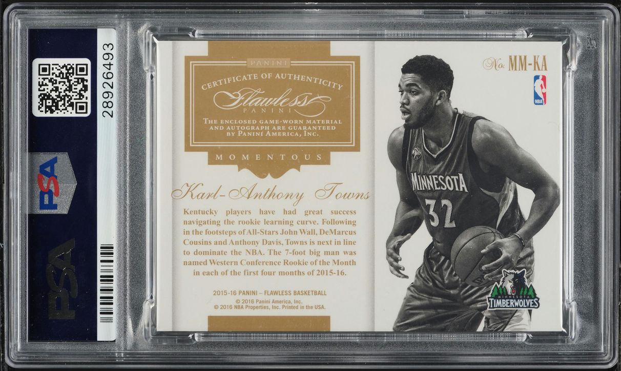 2015 Panini Flawless Karl-Anthony Towns ROOKIE PATCH AUTO /25 #MM