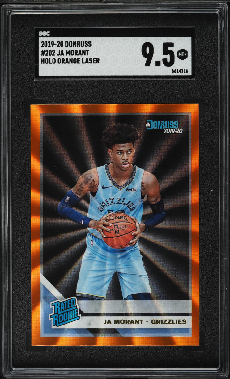 2019 Donruss Holo Orange Laser Ja Morant ROOKIE #202 SGC 9.5 MINT+