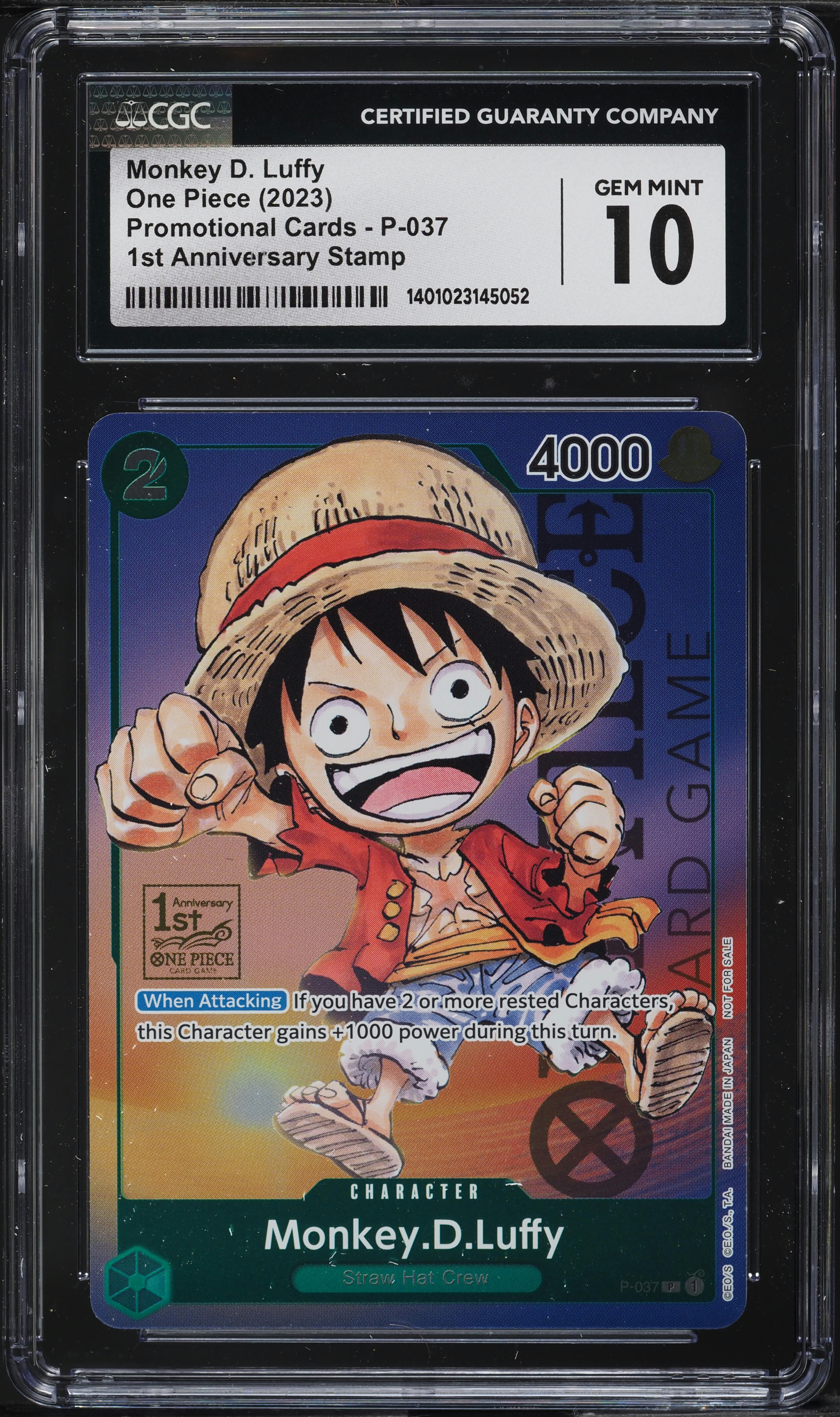 2023 One Piece Promo 1st Anniversary Monkey D. Luffy #P-037 CGC 10