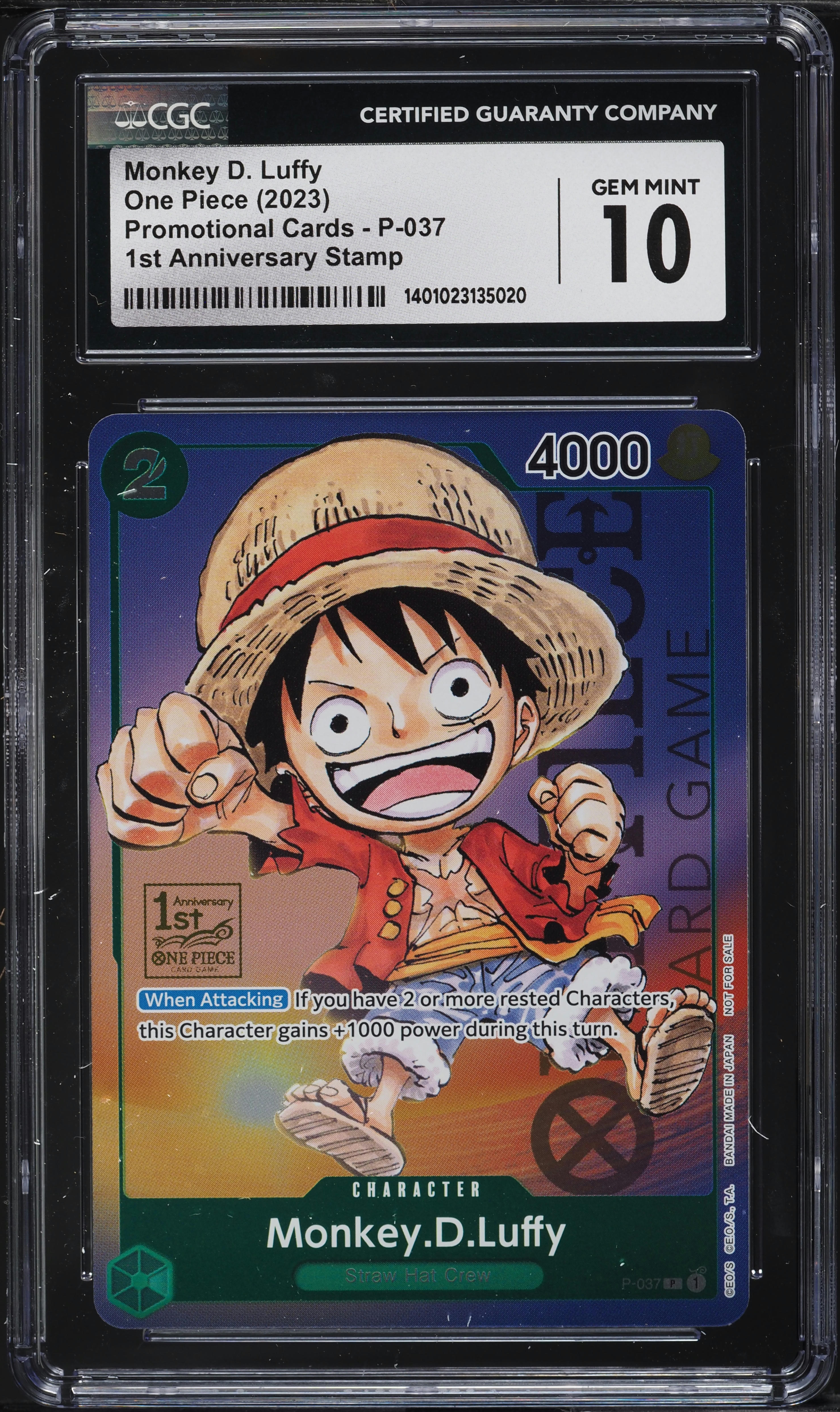 2023 One Piece Promo 1st Anniversary Monkey D. Luffy #P-037 CGC 10