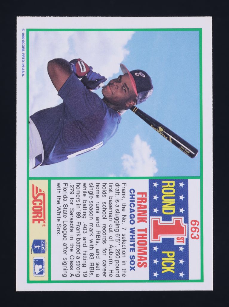 1990 Score Frank Thomas ROOKIE #663 MBA AUTH