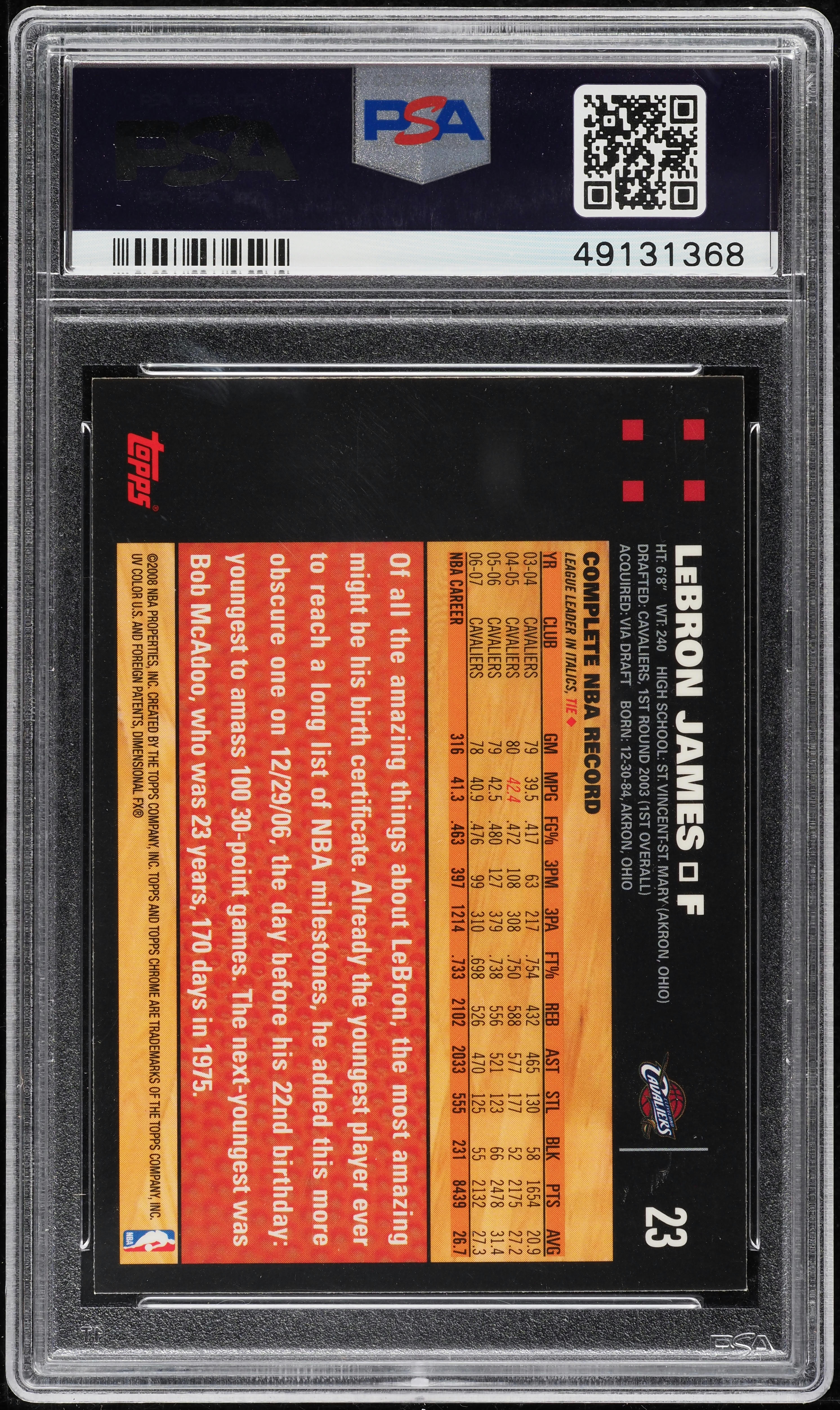 2007 Topps Chrome LeBron James #23 PSA 10 GEM MINT on Fanatics Collect