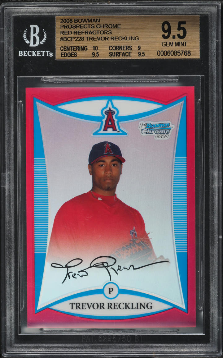 2008 Bowman Chrome Prospects Red Refractor Trevor Reckling RC /5 BGS 9.5 GEM