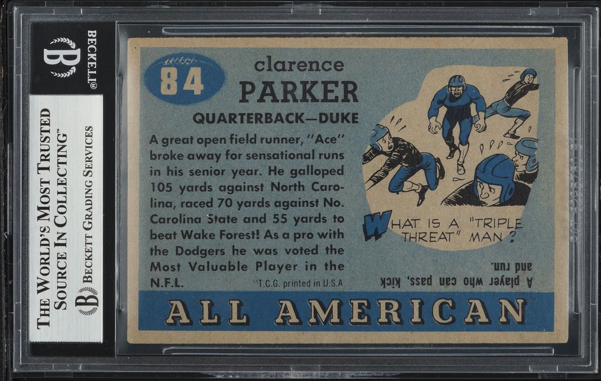1955 Topps All American Ace Parker SP ROOKIE #84 BGS 5 EX
