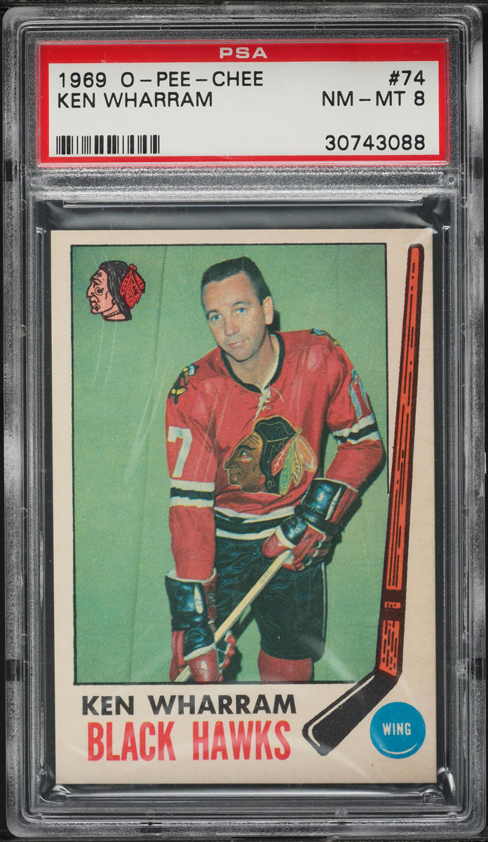 1969 O-Pee-Chee Hockey Ken Wharram #74 PSA 8 NM-MT