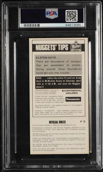 1985 Nuggets Police Wendy's Elston Turner Michael Jordan ROOKIE #8 PSA 9 MINT