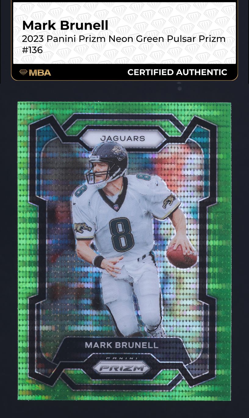 2023 Panini Prizm Neon Green Pulsar Mark Brunell #136 MBA AUTH