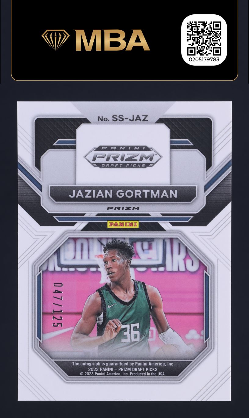 2023 Panini Prizm Draft Sensational Blue Jazian Gortman ROOKIE AUTO /125 MBA AUTH