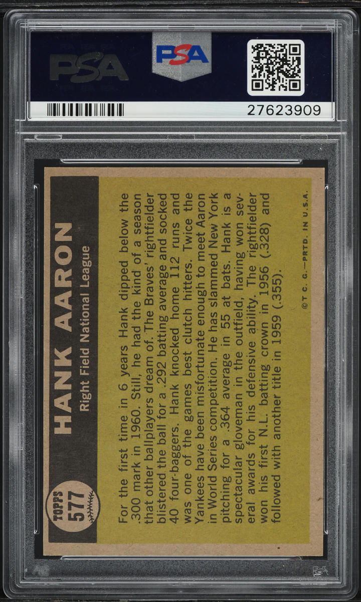 1961 Topps Hank Aaron ALL-STAR #577 PSA 9 MINT