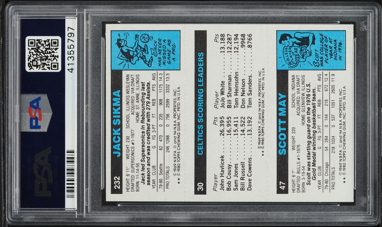 1980 Topps Basketball Scott May Jack Sikma Larry Bird ROOKIE PSA 9 MINT