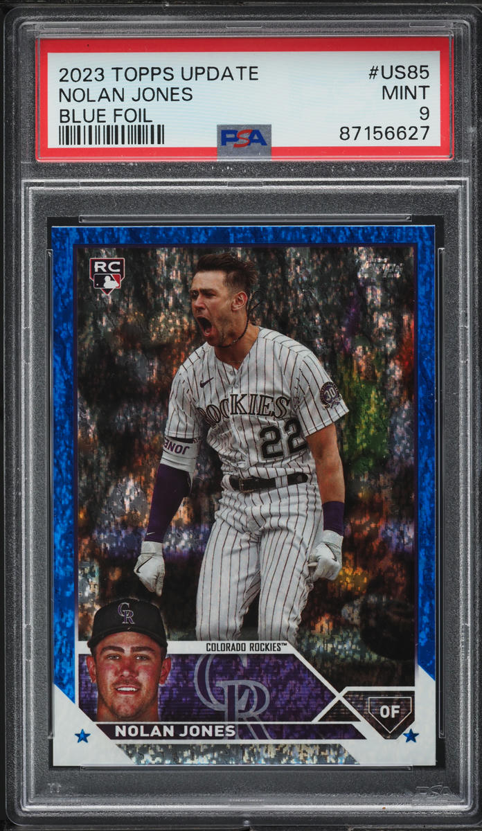 2023 Topps Update Blue Foil Nolan Jones ROOKIE /999 #US85 PSA 9 MINT