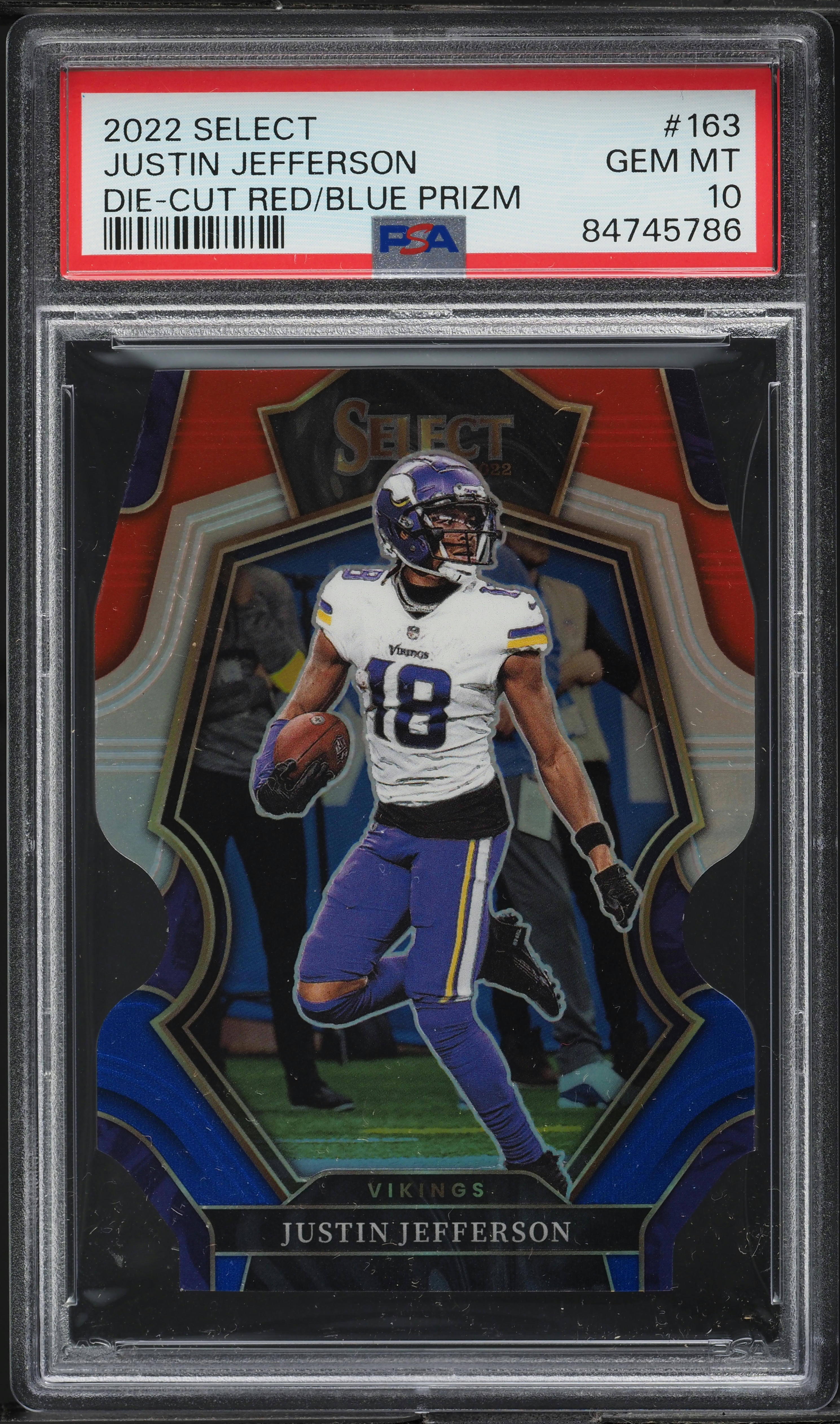 2022 Select Premier Level Red Blue Prizm Die-Cut Justin Jefferson