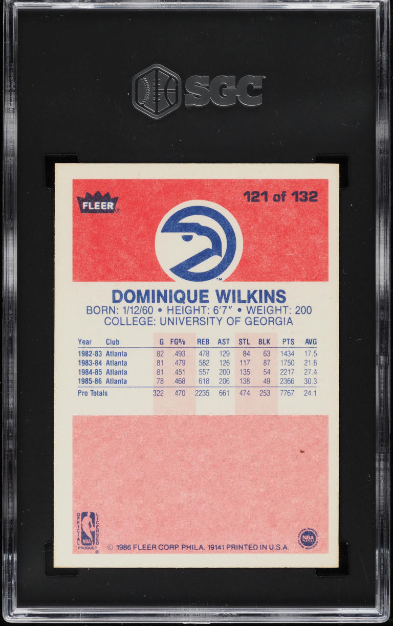 1986 Fleer Basketball Dominique Wilkins ROOKIE #121 SGC 9 MINT
