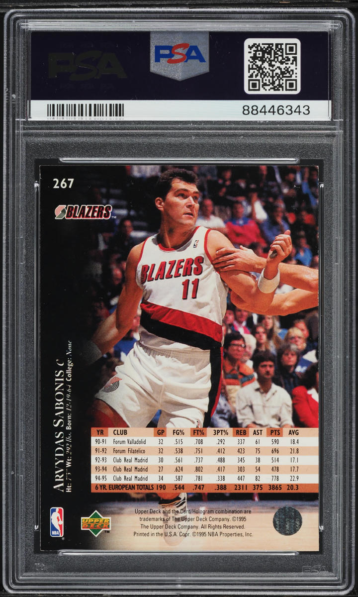 1995 Upper Deck Arvydas Sabonis ROOKIE #267 PSA 8 NM-MT