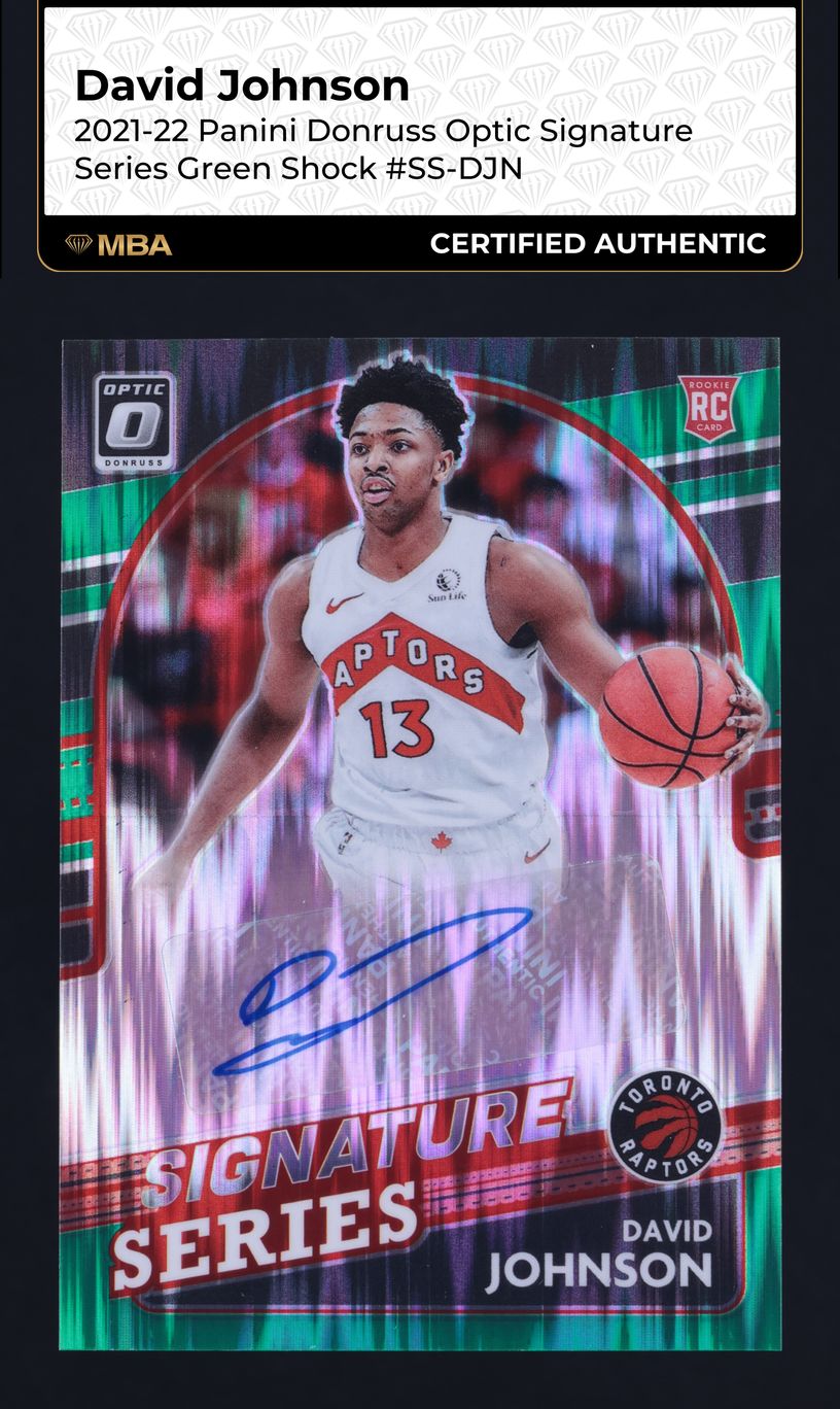 2021 Donruss Optic Signature Series Green Shock David Johnson AUTO MBA AUTH