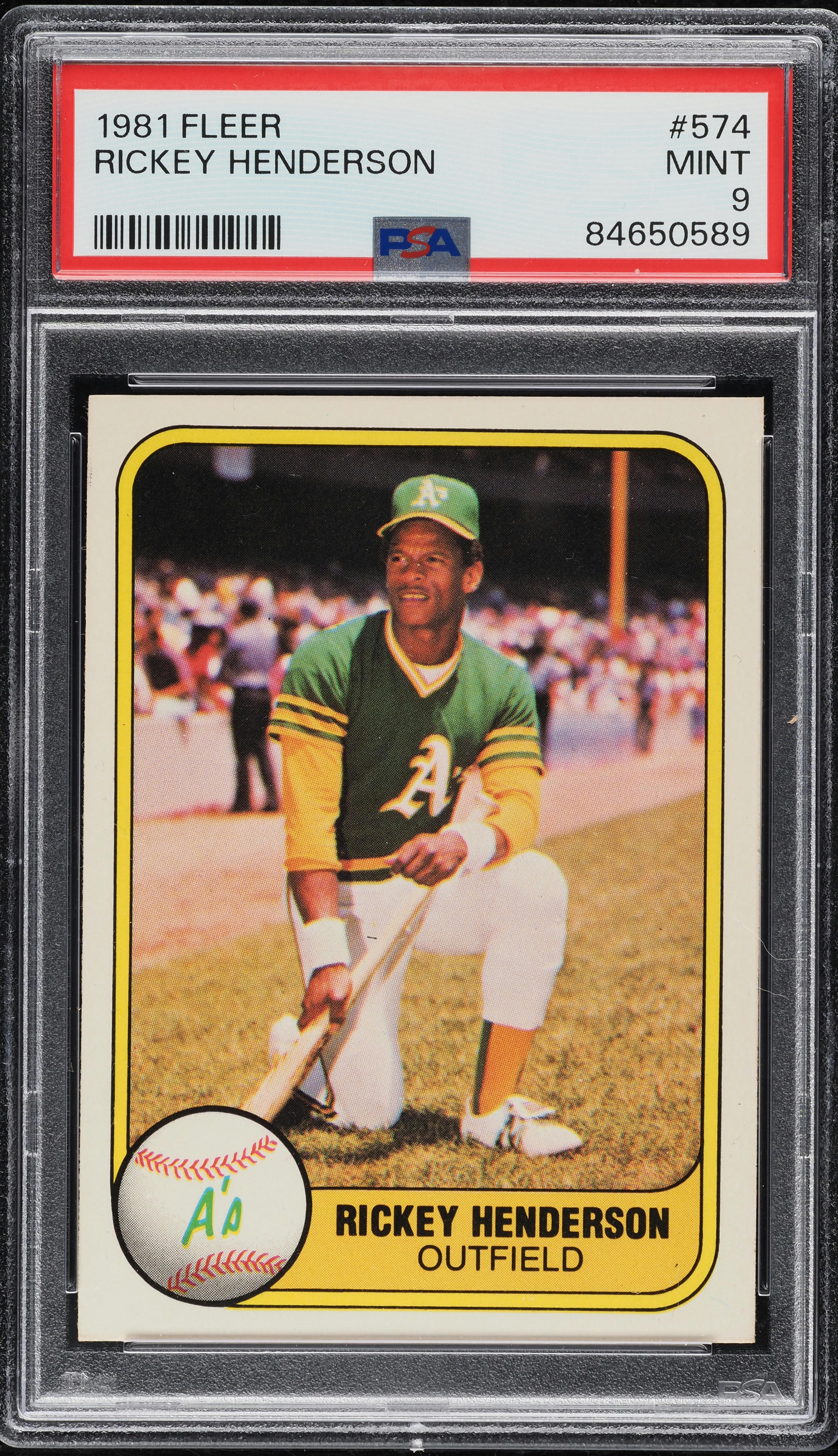 1981 Fleer Rickey Henderson #574 PSA 9 MINT on Fanatics Collect