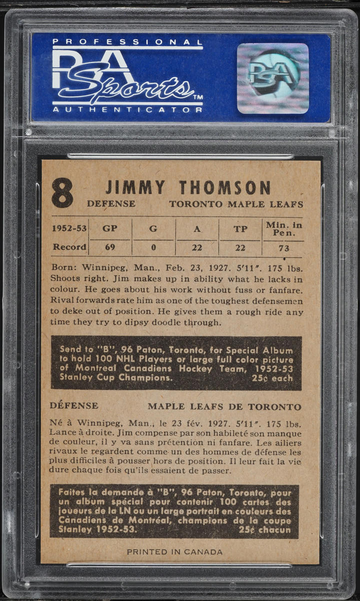 1953 Parkhurst Jim Thomson #8 PSA 8 NM-MT