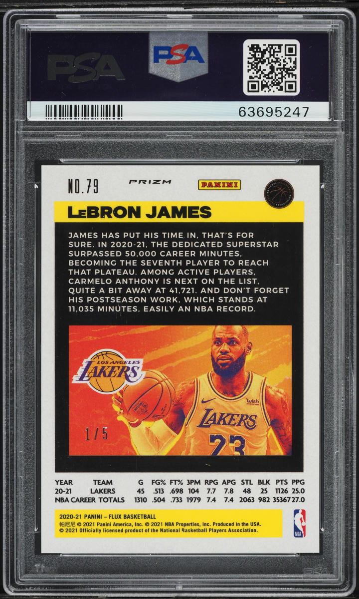 2020 Panini Flux Green LeBron James 1/5 #79 PSA 10 GEM MINT