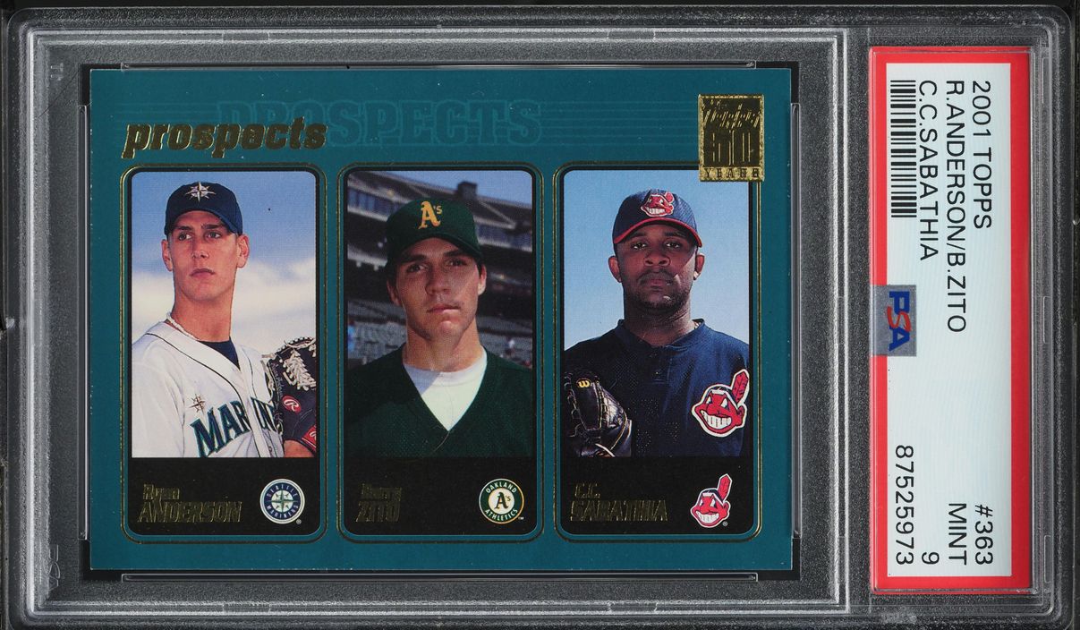 2001 Topps C.C. Sabathia Ryan Anderson & Barry Zito ROOKIE #363 PSA 9 MINT