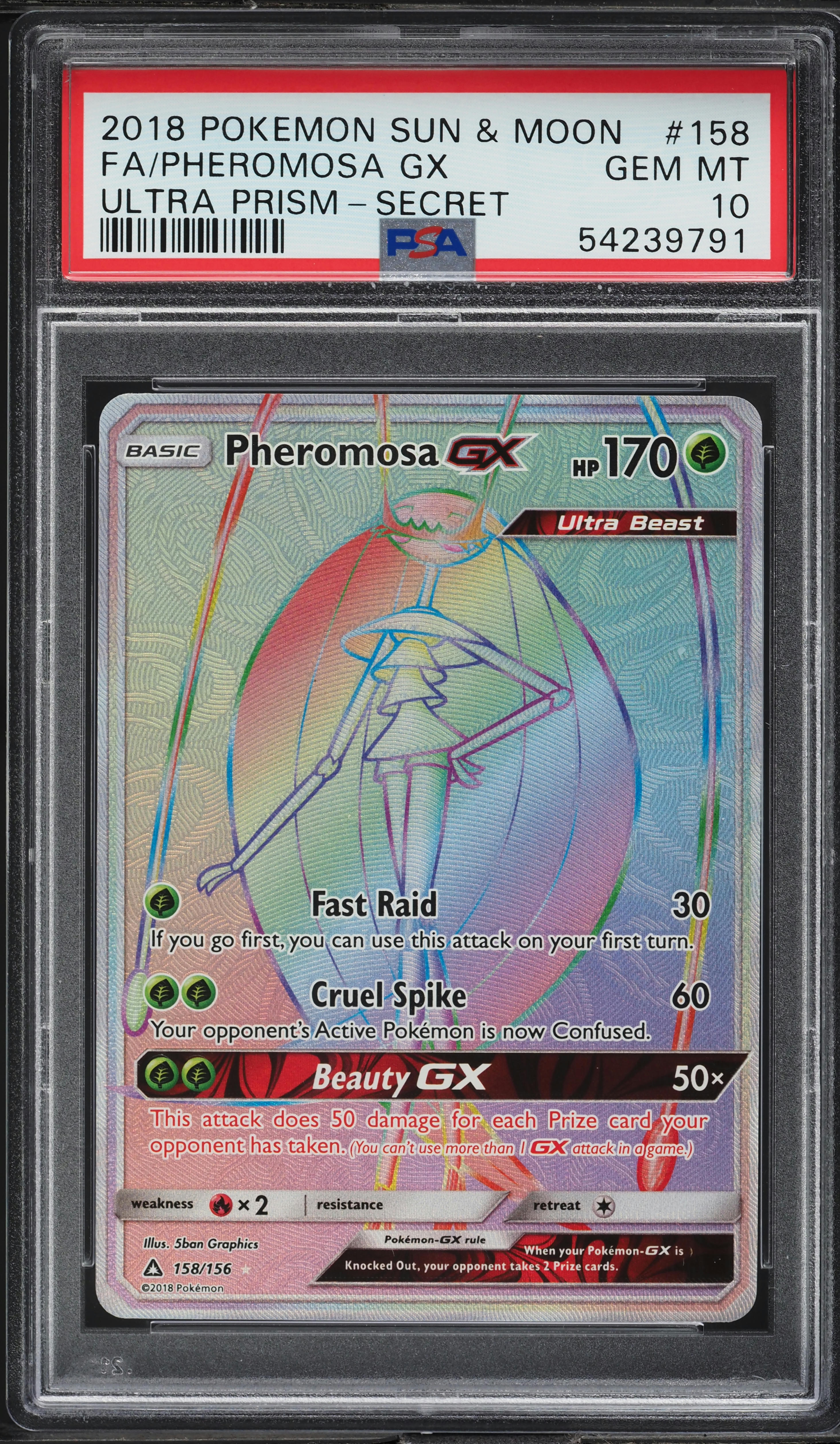 2018 Pokemon Sun & Moon Ultra Prism Hyper Rare Pheromosa GX #158