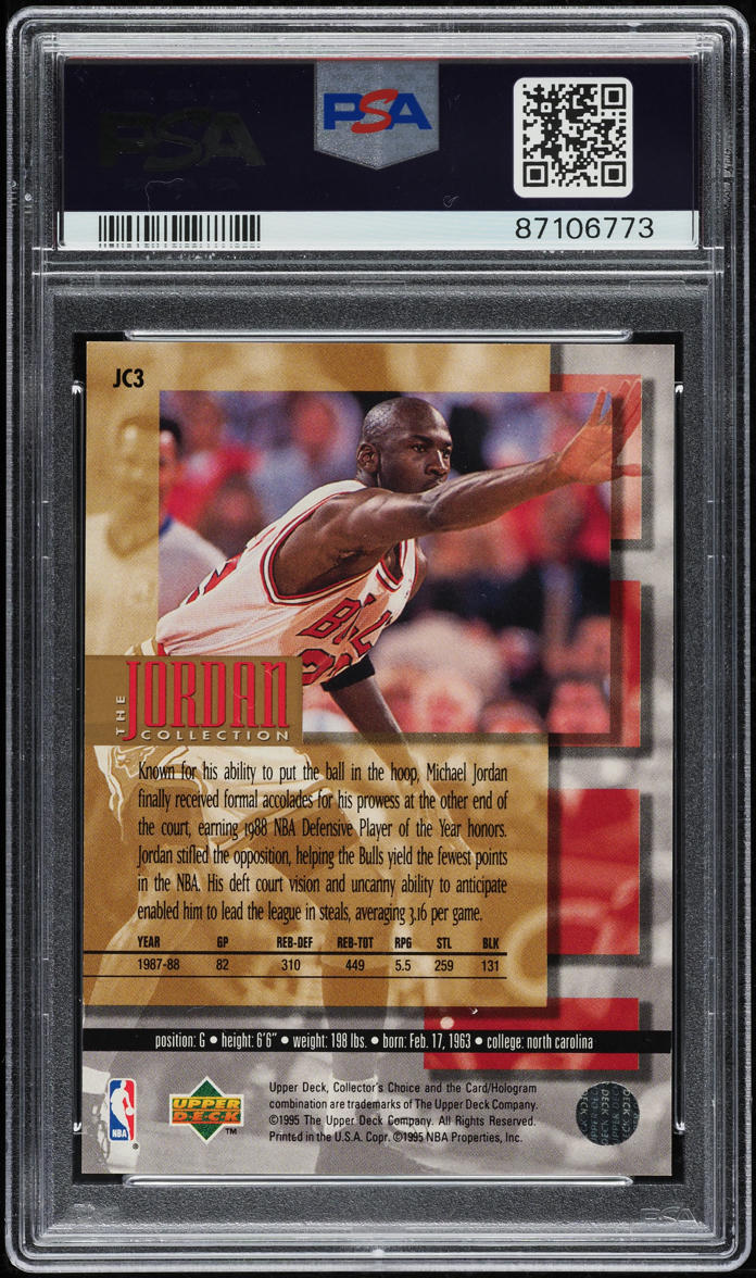 1995 Upper Deck Jordan Collection '88 Defensive POY Michael Jordan #JC3 PSA 6