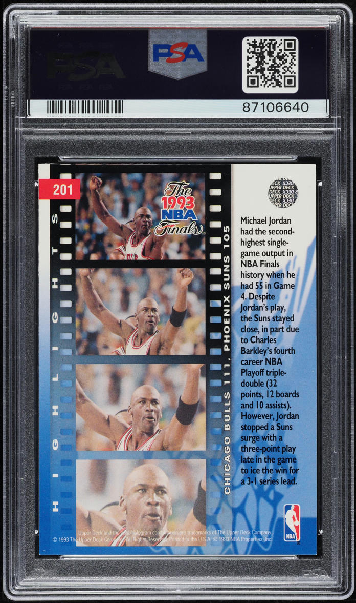 1993 Upper Deck Basketball Michael Jordan #201 PSA 6 EXMT