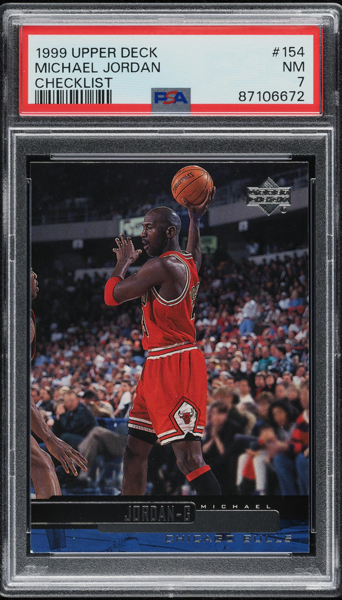1999 Upper Deck Basketball Checklist Michael Jordan #154 PSA 7 NRMT