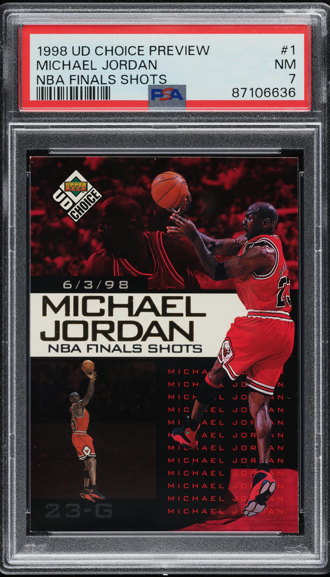 1998 Upper Deck Choice Preview NBA Finals Shots Michael Jordan #1 PSA 7 NRMT