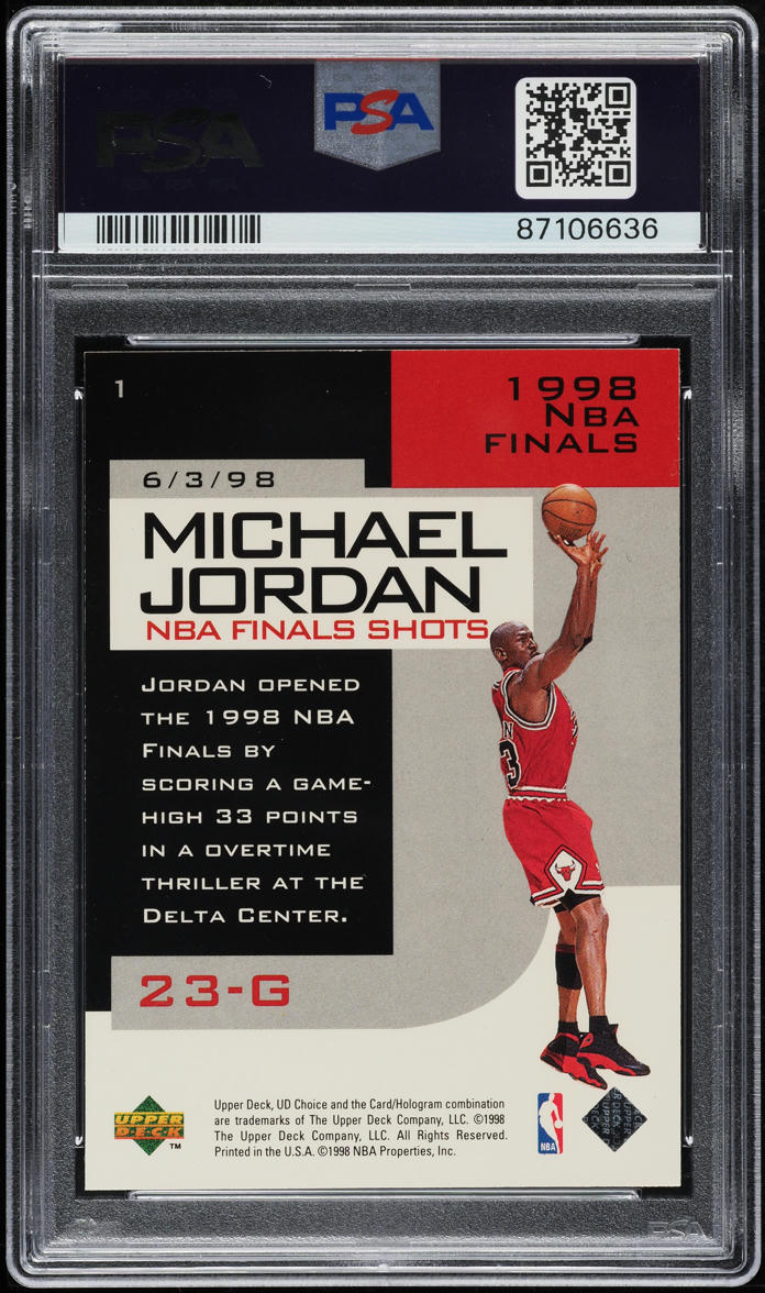 1998 Upper Deck Choice Preview NBA Finals Shots Michael Jordan #1 PSA 7 NRMT
