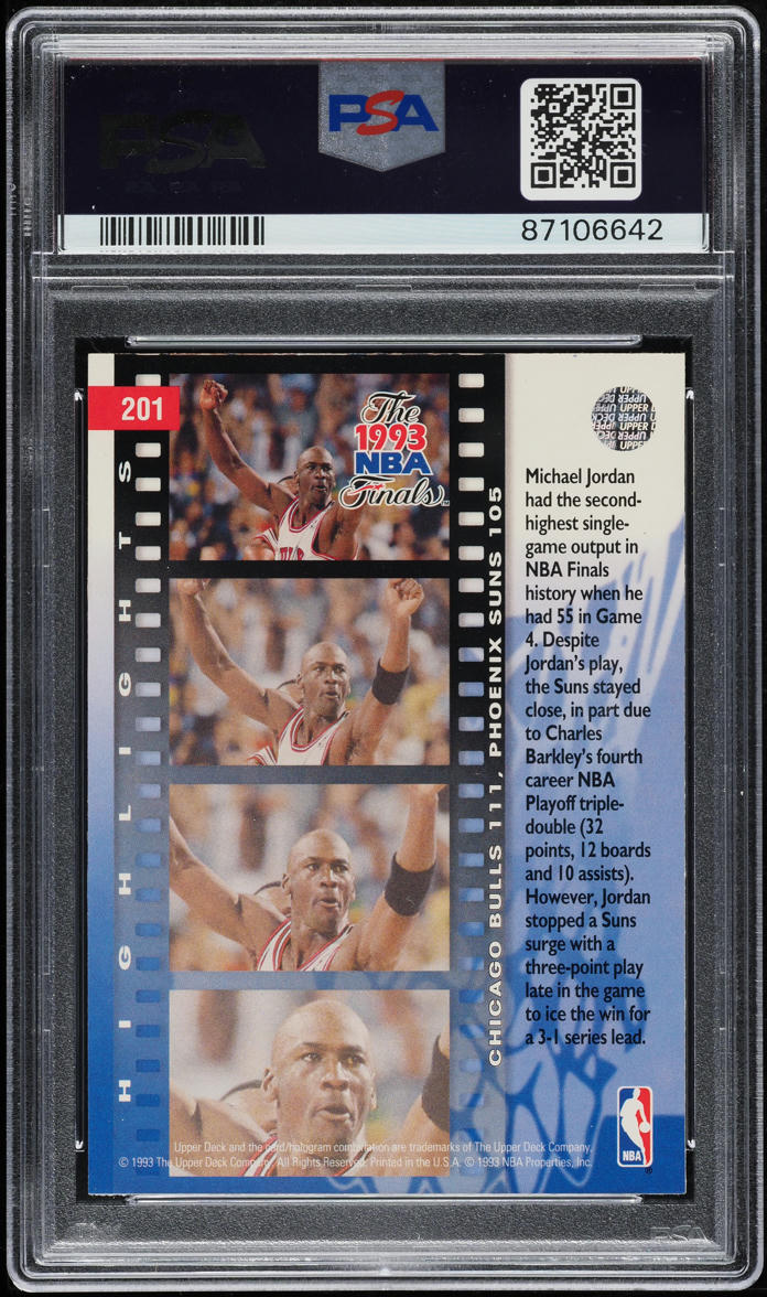 1993 Upper Deck Basketball Michael Jordan #201 PSA 7 NRMT