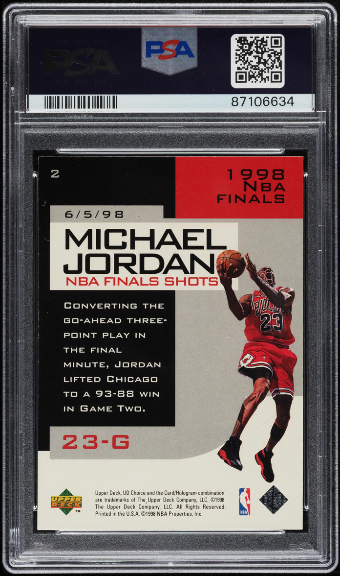 1998 Upper Deck Choice Preview NBA Finals Shots Michael Jordan #2 PSA 7 NRMT