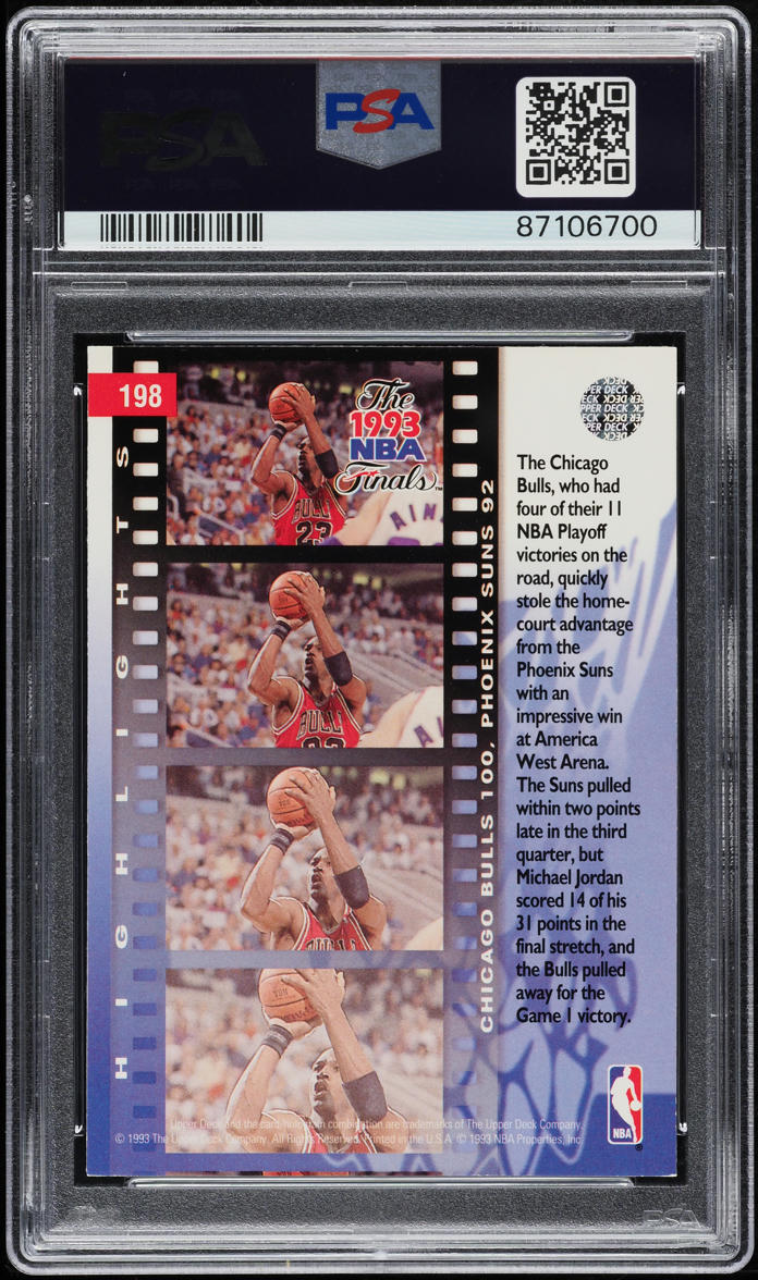 1993 Upper Deck Basketball Michael Jordan #198 PSA 7 NRMT