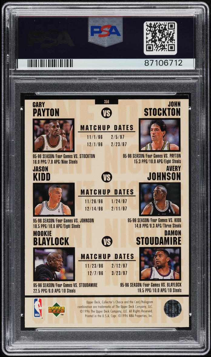 1996 Collector's Choice Anfernee Hardaway Vs. Michael Jordan #356 PSA 8 NM-MT